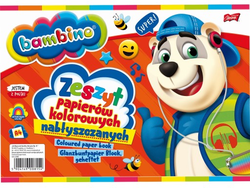 BAMBINO Zápisník z farebných, lesklých papierov, A4, výrez