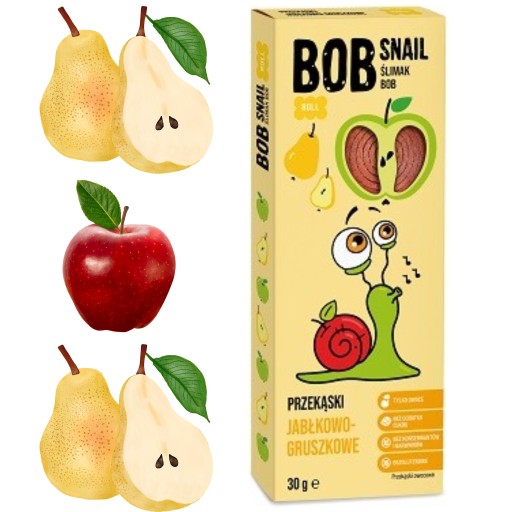 BOB SNAIL slimák HRUŠKA JABLKO Svačinka bez cukru 30g. zdravé želé fazuľky
