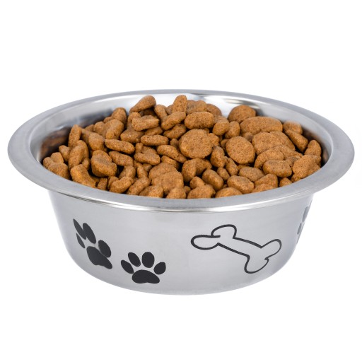 Kovová miska pre psa a mačku na jedlo, vodu, oceľ, 0,75l, strieborná, Ø16 cm