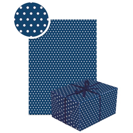darčekový baliaci papier 70x200 tmavomodré bodky + zoznam x1