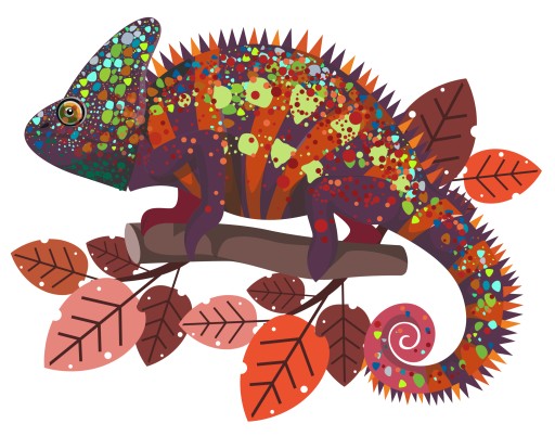 NÁLEPKA NA SKLENÝ NÁBYTOK ZRKADLO CHAMELEON GEKOON