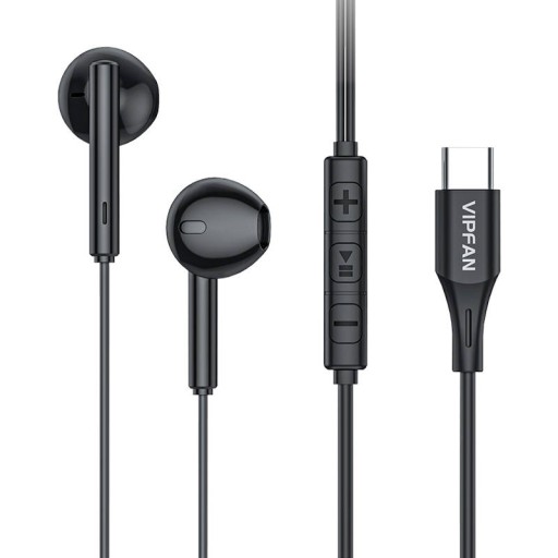 Káblové slúchadlá do uší Vipfan M18, USB-C, čierne