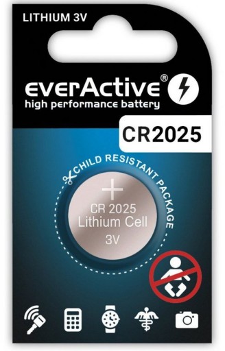 LÍTIOVÁ BATÉRIA 3V 2025 CR2025 EVERACTIVE 1 ks