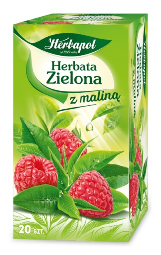 Herbapol zelený čaj s malinou 20 vrecúšok