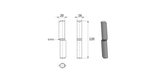 PÁNT PRE BRÁNY D16, L 120 MM, OCEL