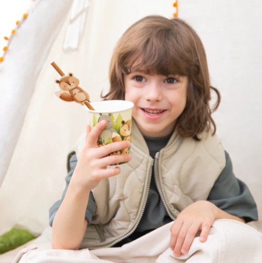 PAPIEROVÉ POHÁRKY NA NARODENINY Lesné zvieratká 6 kusov 220 ml