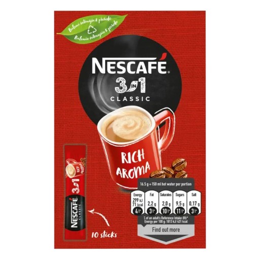 NESCAFE instantná káva 3v1 16,5g. balenie 10 - krabica