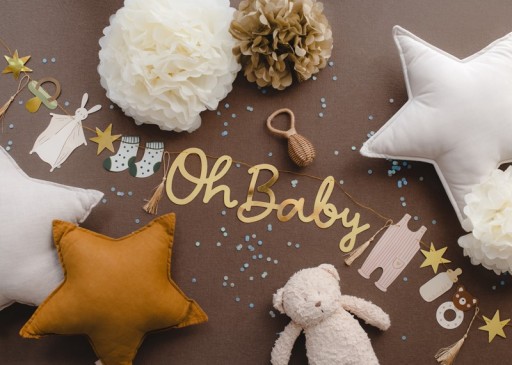 OH BABY GIRLAND ZLATÝ FAREBNÝ PANAN PRE DETSKÚ SPRCHU GENDER REVEAL 250 CM