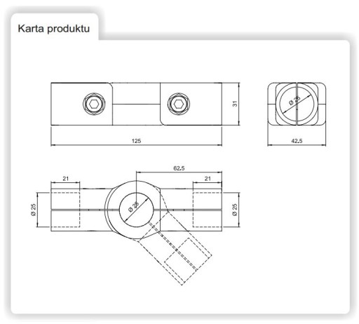 DVOJRAMENNÝ KONEKTOR, UHOLOVÁ MONTÁŽ, KONEKTOR S, MAT ČIERNA R-43 FI 25 MM AMIX
