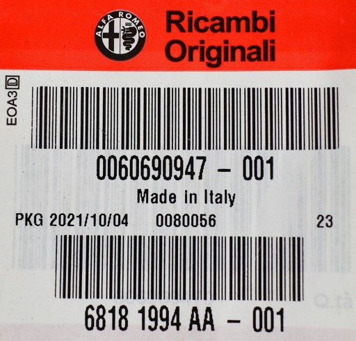 OE ALFA ROMEO ZNAK LOGO GT ZADNÁ KAPOTA ORIGINÁL