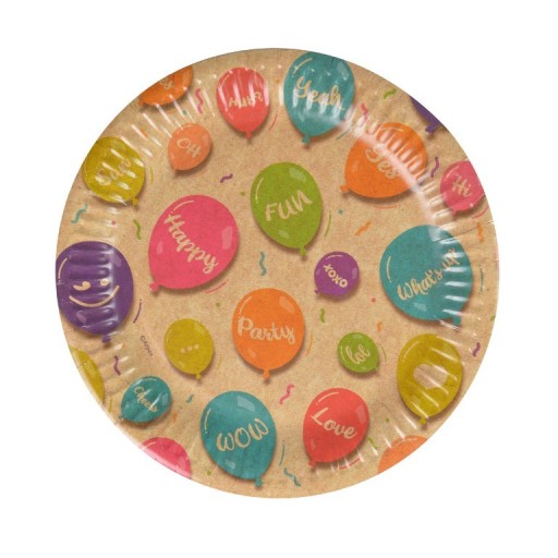 Papierové taniere Kraft Balloon 18cm 12ks eko