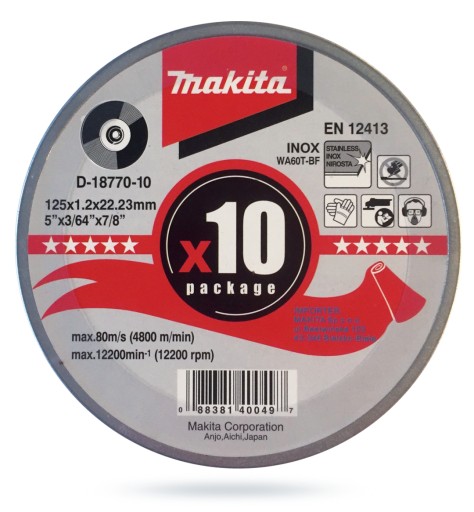 MAKITA D-18770 REZNÝ KOTÚČ NA INOX KOV 125X1,2MM WA60T 1PC