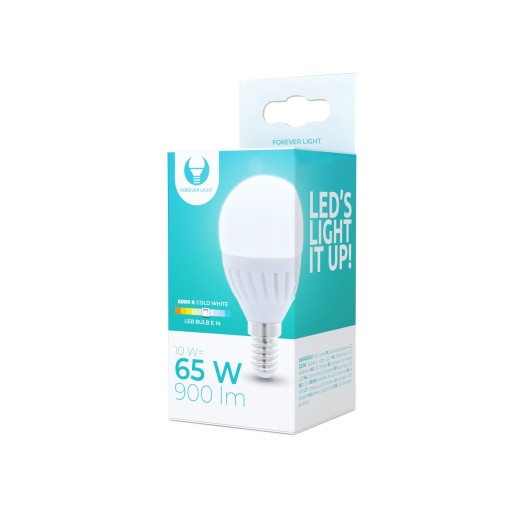 LED žiarovka E14 10W 900lm studená guľa MEGA POWER