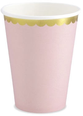 Ružové papierové poháre Złoty Brzeg Birthday Baby Shower, 220 ml, 6 ks.