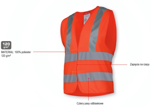 Výstražná vesta 4 pruhy, oranžová, XL LAHTI PRO (L4132304)