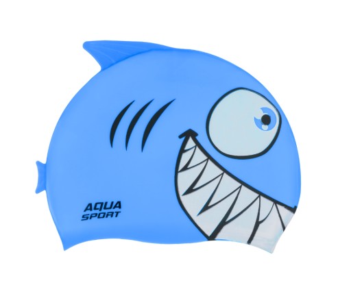 Detská silikónová plavecká čiapka do bazéna Aqua-Sport Junior Shark Blue