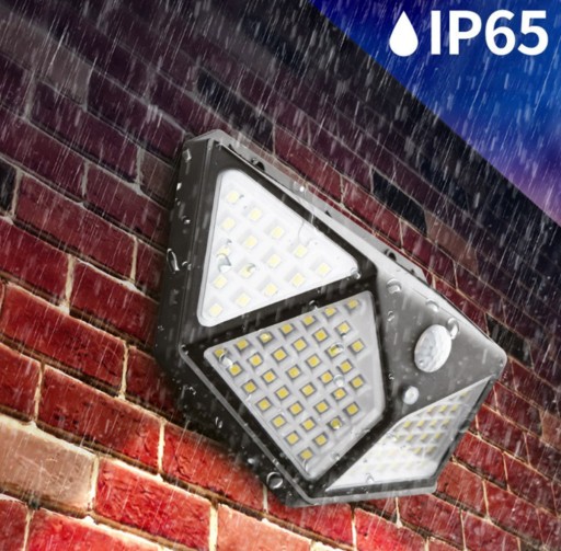 SOLÁRNE NÁstenné ULIČNÉ LAMPA S POHYBOVÝM SNÍMAČOM ZA SÚMRAK, GARDEN 100 LED
