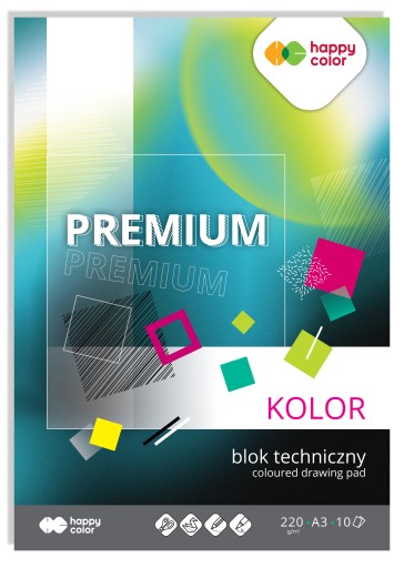 PREMIUM farebný technický blok A3, 220g, 10 listov.