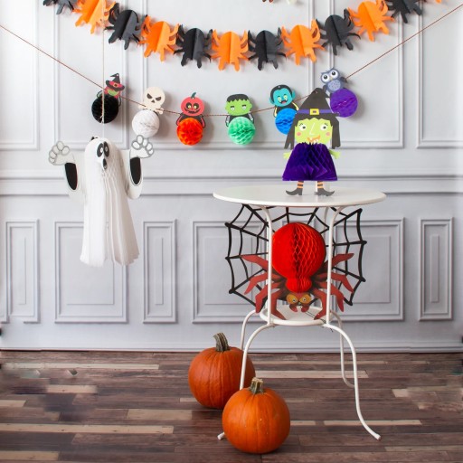 Halloweenska girlanda z hodvábneho papiera pre deti, tekvica, 300 cm