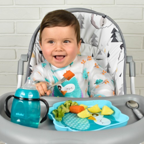 AKUKU STRIEBORNÝ HRNČEK S MÄKKÝM SILIKÓNOVÝM NÁDOBOM + ÚSTA 280ml A0366
