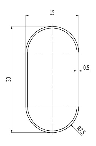 Nábytková tyč na šaty 60 cm, chróm + 2 úchytky
