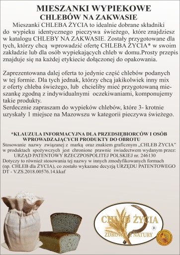 ZMES NA PEČENIE CHLEBA ŽIVOTA GRAHAM MAZOWIECKI 1,00 kg