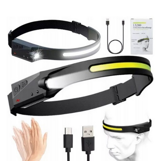 LED HLAVOVÁ LAMPA SNÍMAČ POHYBU HLAVOVÁ LAMPA USB BATÉRIA 41 LED