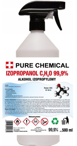 ISOPROPANOL IPA 99,9% 0,5l NA ODMAŠŤOVACÍ SPREJ ČISTÝ CHEM.