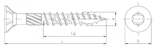 SKRUTKY NA REZANIE DREVA 4x40 mm TORX 250 ks.