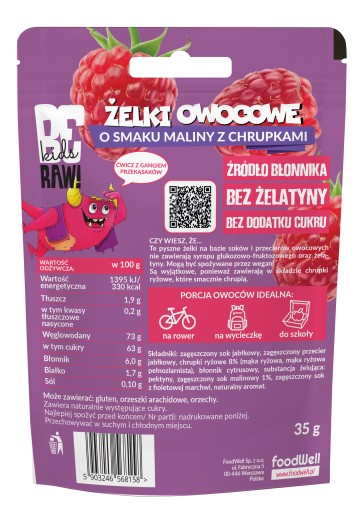 BeRAW Kids Malinové želé s lupienkami Purella 35g
