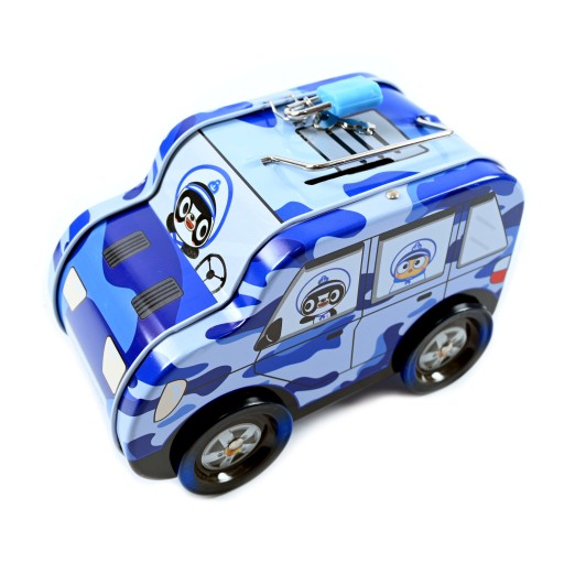 AUTO KOVOVÁ KRABIČKA NA PRASIATKO S VISIACÍM ZÁMKOM RÔZNE FARBY