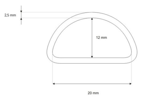 Kovový polkruh na D Ring taštičku 20 mm - 5 ks.