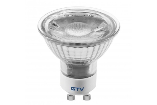 SMD GU10 LED žiarovka 5W 400lm 3000K AC 220-240V 45 stupňov SKLO 54mA GTV