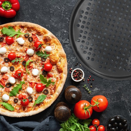 Plech na pečenie PIZZA TANIER 32 cm na torty, oceľový, nepriľnavý