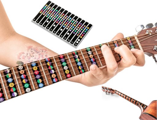 NÁLEPKY na NÁUČENIE SA HRA NA GITARE - na PREDNÁ GUITARA