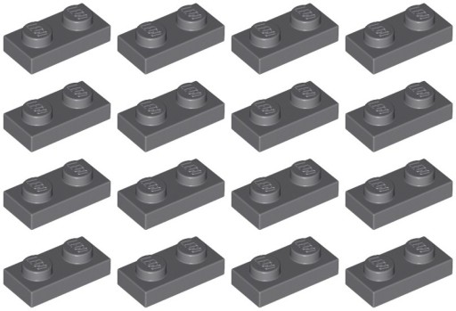 LEGO PLATE 3023 1x2 tmavosivá NOVINKA (6g) 16 ks.