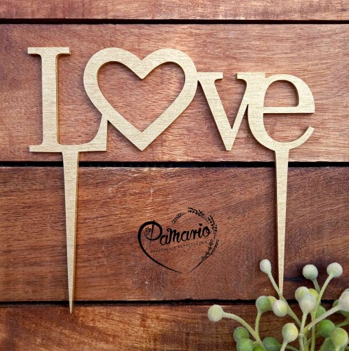LOVE Topper Svadobná dekorácia na výročie Valentína zlatá