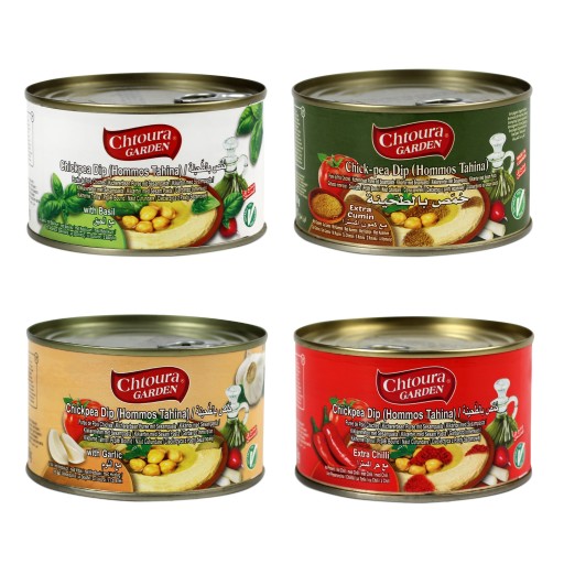 Ochucený HUMMUS SET S TAHINI 4 x 420 G CHTOURA GARDEN
