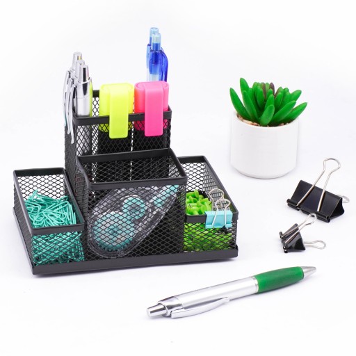 Desk Organizer Toolbox, čierna kovová sieťovina