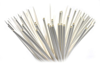 Ekologické papierové slamky, biele, 20 cm, 6 mm, 100 ks