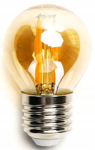 E27 LED žiarovka 4W malá medovo žltá guľa 2200K jantárová JANTAR