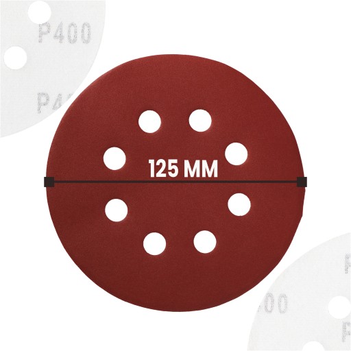 10x brúsny kotúč na suchý zips 125 mm P400 otvory kotúče kotúče brúsny kotúč