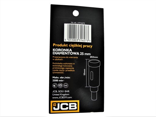 JCB Diamantová dierová píla Rezačka na dlaždice 25 mm