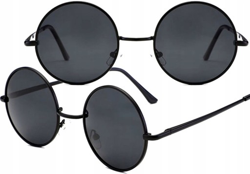 LENONKI okrúhle ČIERNE OKULIARE, letné kovové CE FRAME UV400 kovové