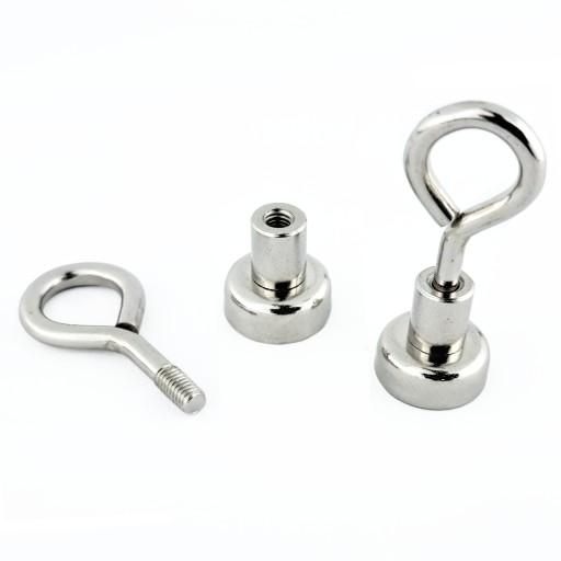 SILNÝ NEODYMOVÝ MAGNET 12 MM S ZATVORENÝM HÁČKOM KAPACITA 5 KG - 2 KUSY