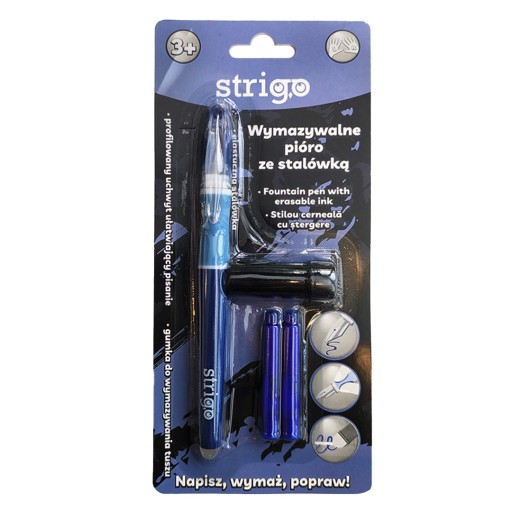 Stierateľné pero s tmavomodrým hrotom + strigo kazety