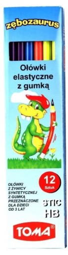 CERUŽKA S FLEXIBILNOU GUMA, HB, 12 KS, RÔZNE FARBY Púzdra