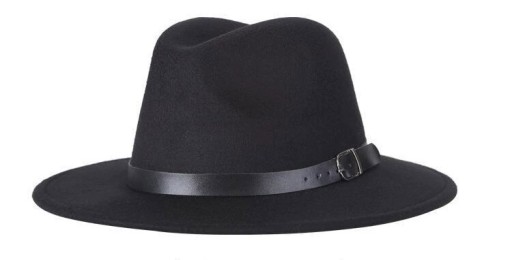 JESENNÝ ZIMNÝ VODEODOLNÝ ČIERNY ČIAPOK S SPONOU A OZDOBNÝM RÁMKOM, ELEGANTNÝ