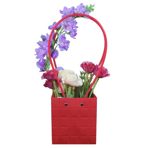 Elegantná červená kvetinová taška 33 cm na svadobný dar ku Dňu matiek