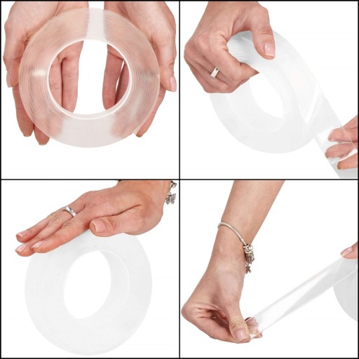 VODEODOLNÁ OBOJSTRANNÁ NANO MONTÁŽNA PÁSKA, OPÄTOVNE POUŽITEĽNÁ, PEVNÁ, 5 m